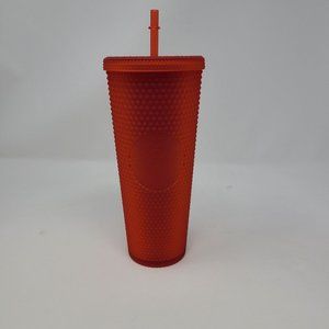 New Starbucks 2020 Studded Holiday Tumbler 24oz Matte Red w/ Straw - SKU Sticker